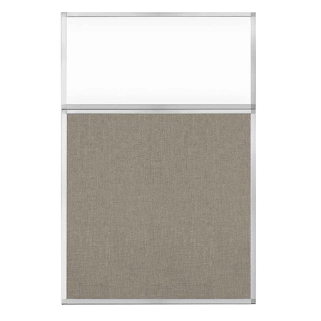 Versare Hush Panel Configurable Cubicle Partition 4' x 6' W/ Window Warm Pebble Fabric Clear Window 1812488-2